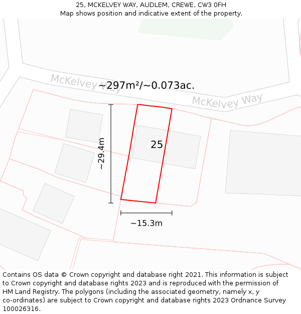 25, MCKELVEY WAY, AUDLEM, CREWE, CW3 0FH: Plot and title map