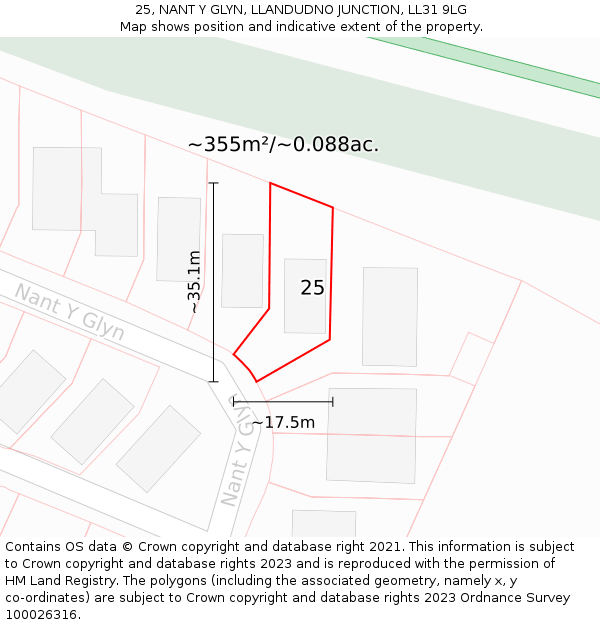 25, NANT Y GLYN, LLANDUDNO JUNCTION, LL31 9LG: Plot and title map