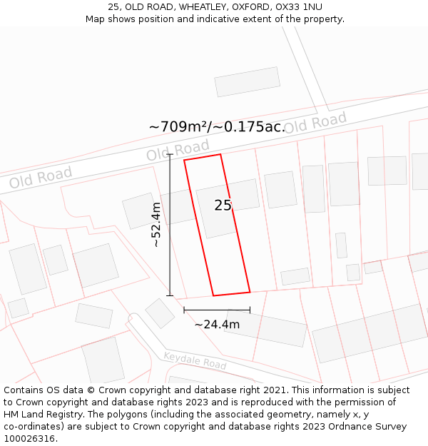 25, OLD ROAD, WHEATLEY, OXFORD, OX33 1NU: Plot and title map