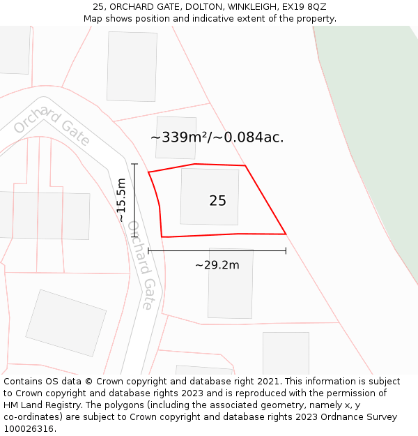 25, ORCHARD GATE, DOLTON, WINKLEIGH, EX19 8QZ: Plot and title map