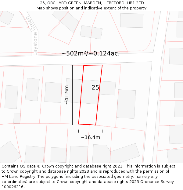 25, ORCHARD GREEN, MARDEN, HEREFORD, HR1 3ED: Plot and title map