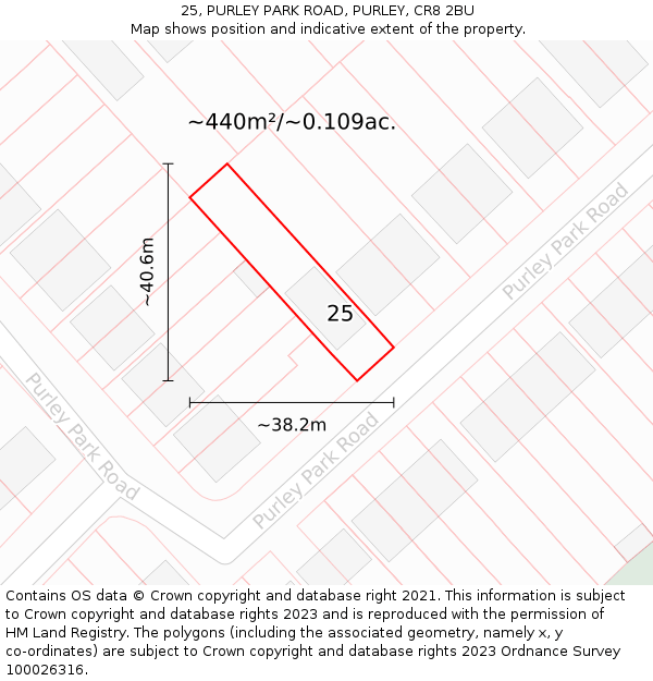 25, PURLEY PARK ROAD, PURLEY, CR8 2BU: Plot and title map