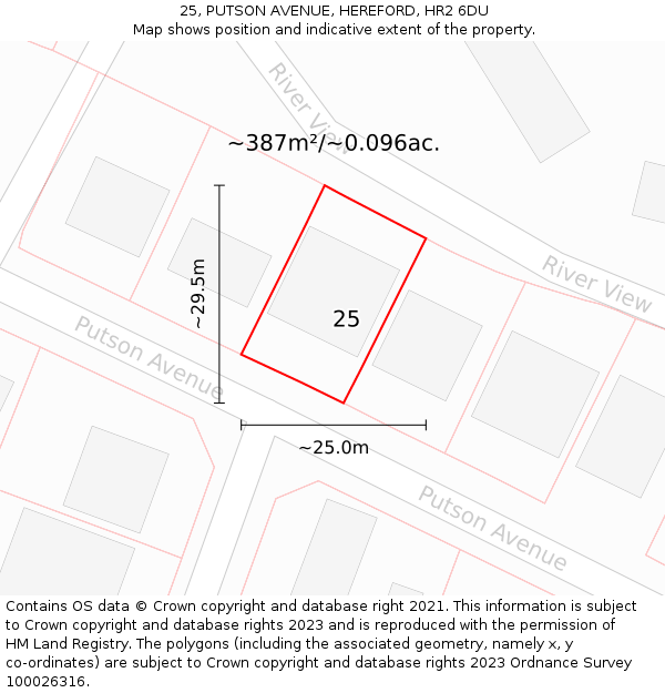 25, PUTSON AVENUE, HEREFORD, HR2 6DU: Plot and title map