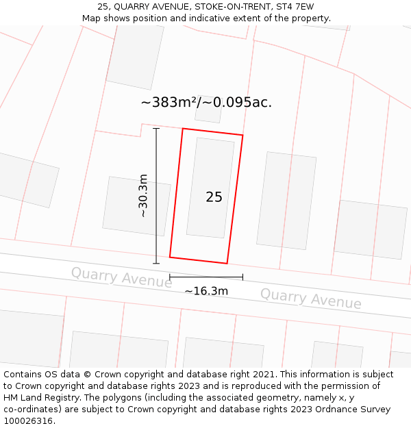 25, QUARRY AVENUE, STOKE-ON-TRENT, ST4 7EW: Plot and title map