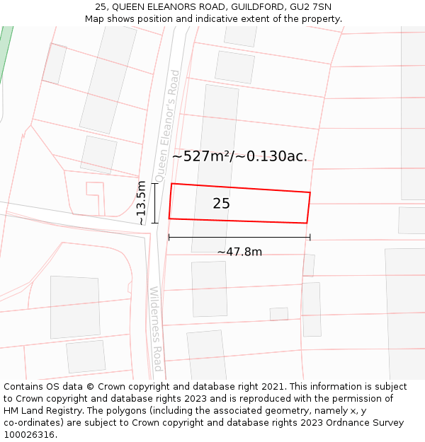 25, QUEEN ELEANORS ROAD, GUILDFORD, GU2 7SN: Plot and title map