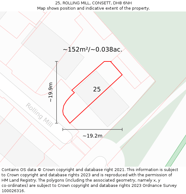 25, ROLLING MILL, CONSETT, DH8 6NH: Plot and title map