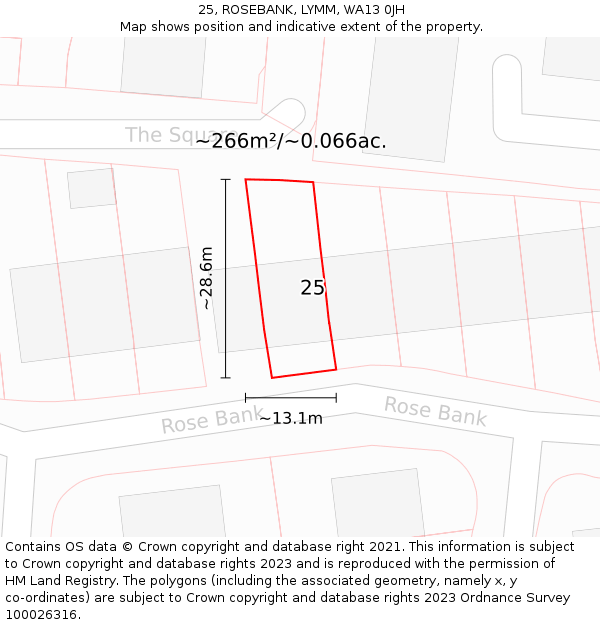 25, ROSEBANK, LYMM, WA13 0JH: Plot and title map