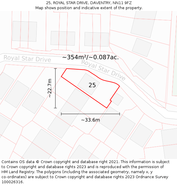 25, ROYAL STAR DRIVE, DAVENTRY, NN11 9FZ: Plot and title map