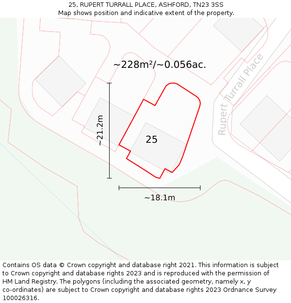 25, RUPERT TURRALL PLACE, ASHFORD, TN23 3SS: Plot and title map