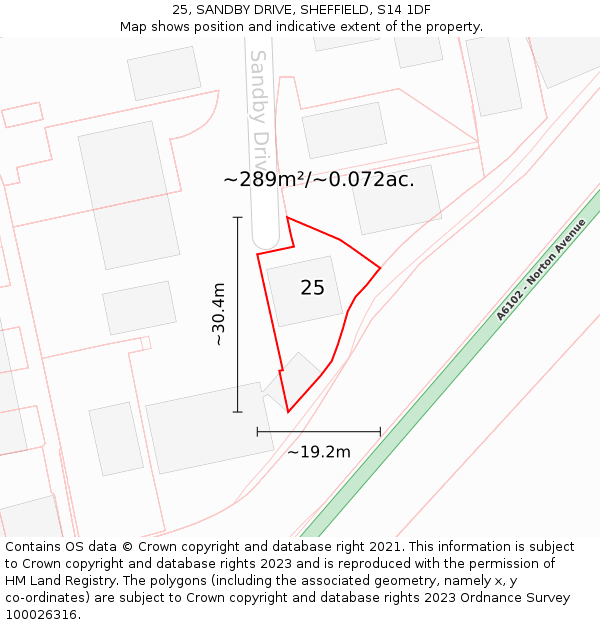 25, SANDBY DRIVE, SHEFFIELD, S14 1DF: Plot and title map