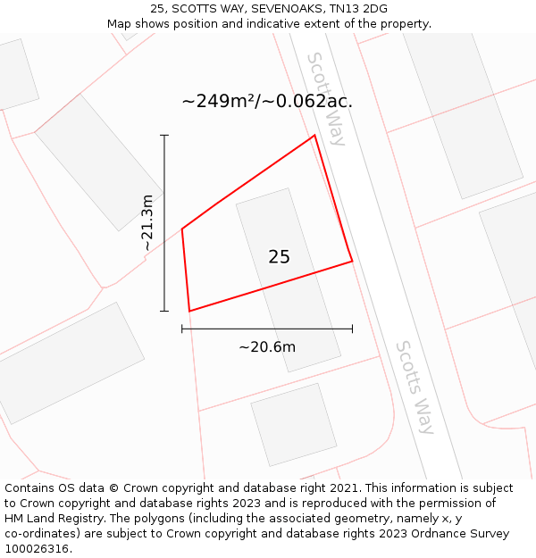 25, SCOTTS WAY, SEVENOAKS, TN13 2DG: Plot and title map