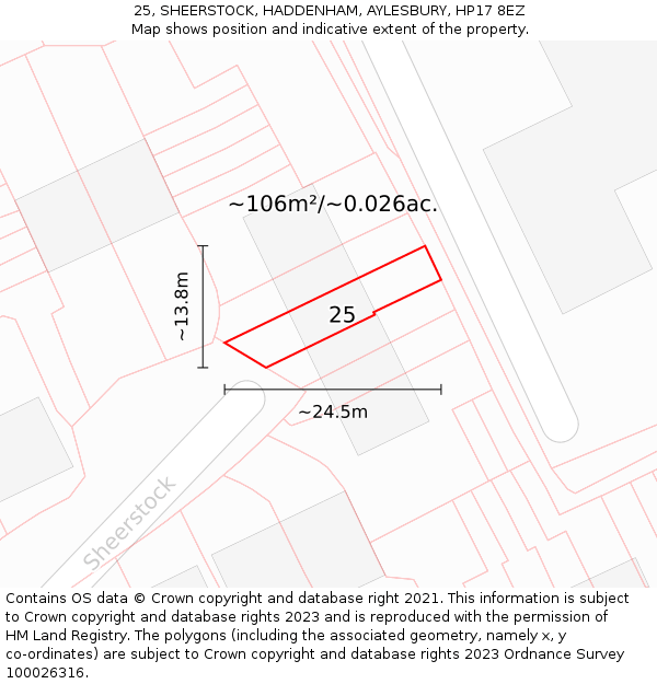 25, SHEERSTOCK, HADDENHAM, AYLESBURY, HP17 8EZ: Plot and title map