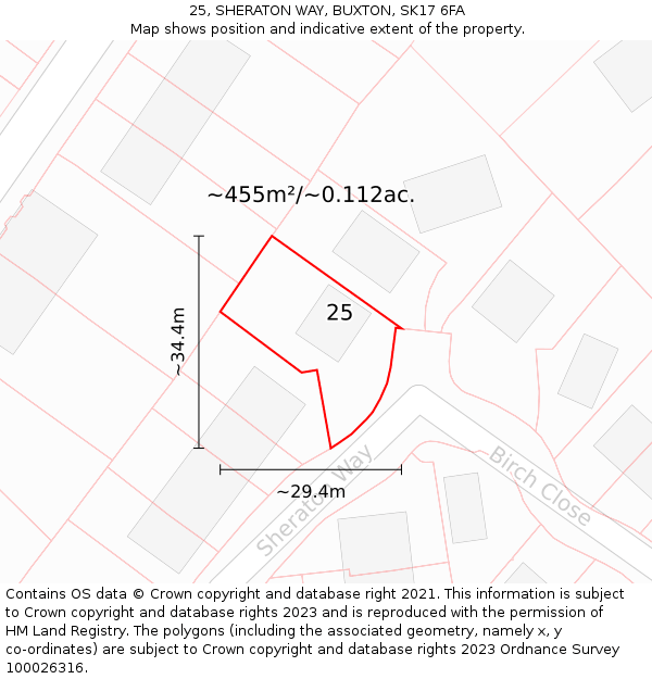 25, SHERATON WAY, BUXTON, SK17 6FA: Plot and title map