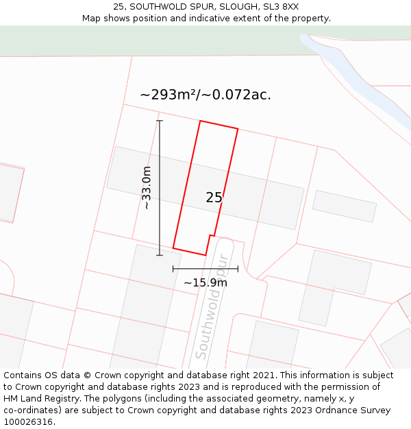 25, SOUTHWOLD SPUR, SLOUGH, SL3 8XX: Plot and title map