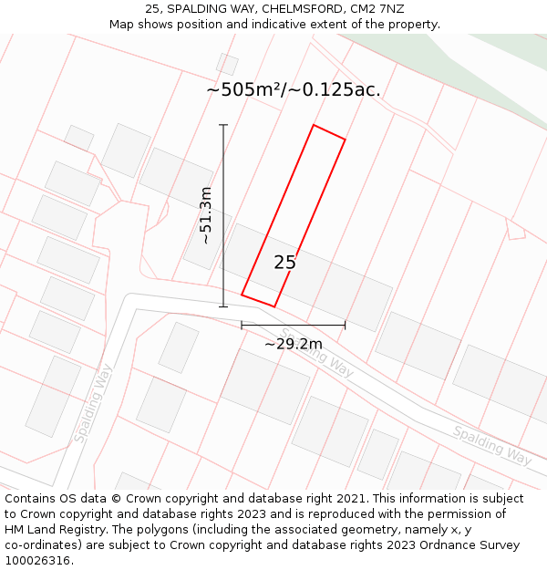 25, SPALDING WAY, CHELMSFORD, CM2 7NZ: Plot and title map