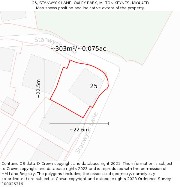 25, STANWYCK LANE, OXLEY PARK, MILTON KEYNES, MK4 4EB: Plot and title map