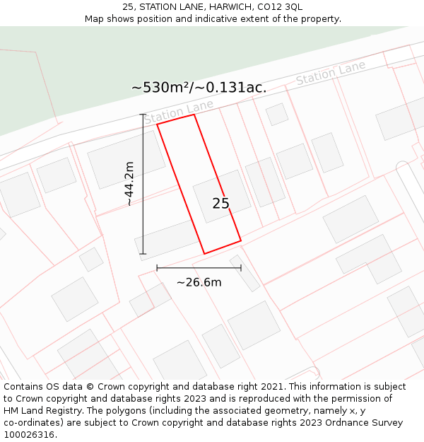 25, STATION LANE, HARWICH, CO12 3QL: Plot and title map