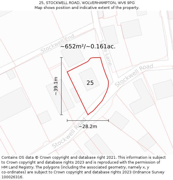 25, STOCKWELL ROAD, WOLVERHAMPTON, WV6 9PG: Plot and title map