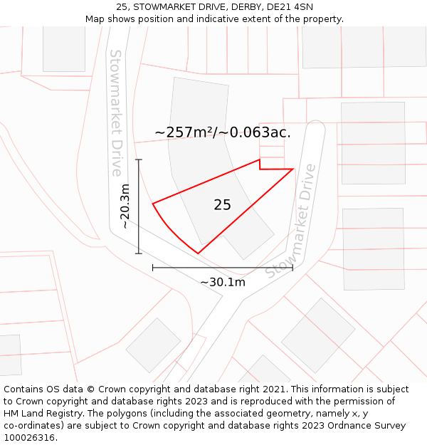 25, STOWMARKET DRIVE, DERBY, DE21 4SN: Plot and title map