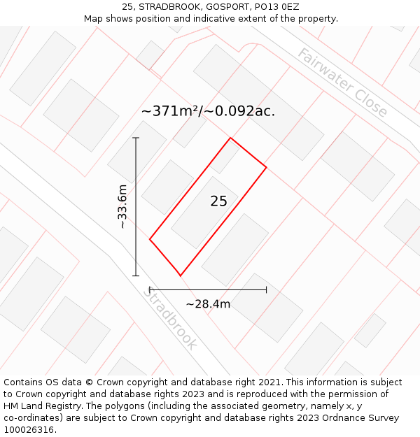 25, STRADBROOK, GOSPORT, PO13 0EZ: Plot and title map