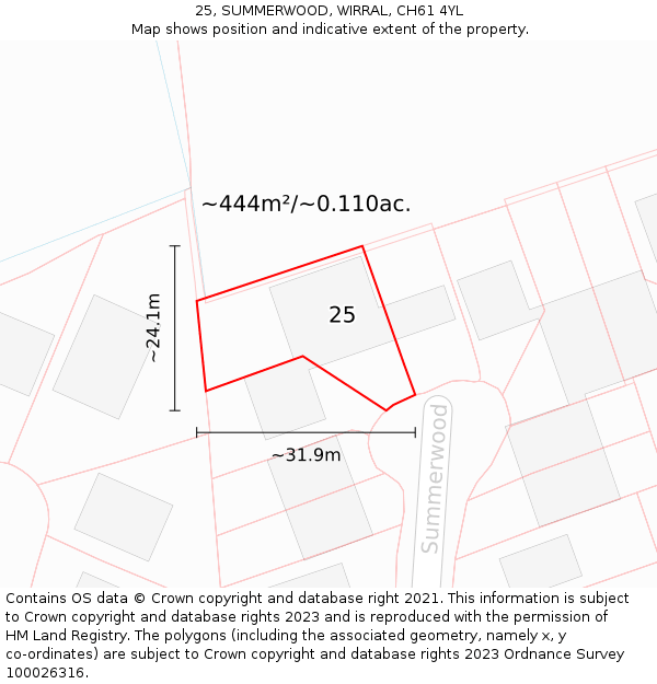 25, SUMMERWOOD, WIRRAL, CH61 4YL: Plot and title map