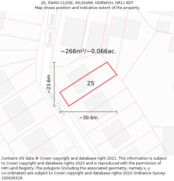 25, SWAN CLOSE, AYLSHAM, NORWICH, NR11 6DT: Plot and title map