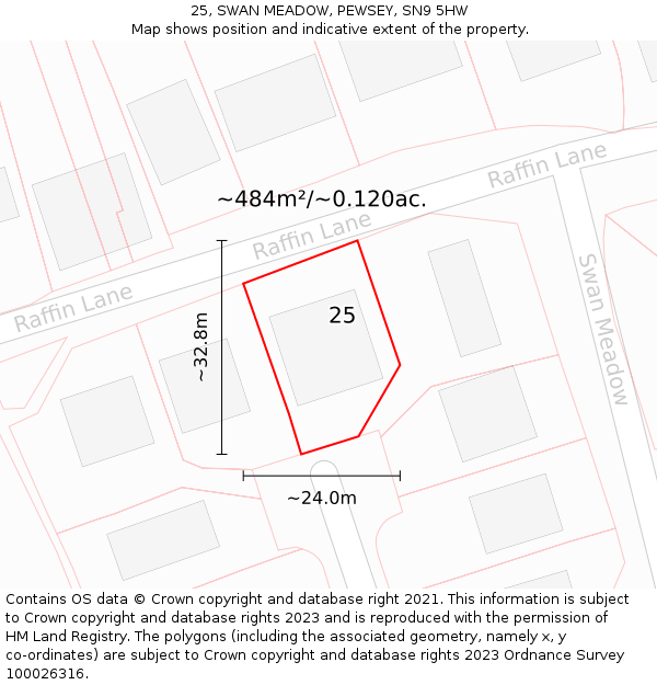 25, SWAN MEADOW, PEWSEY, SN9 5HW: Plot and title map