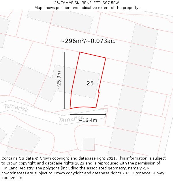 25, TAMARISK, BENFLEET, SS7 5PW: Plot and title map