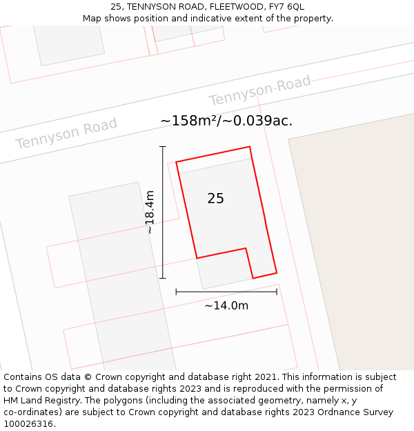 25, TENNYSON ROAD, FLEETWOOD, FY7 6QL: Plot and title map