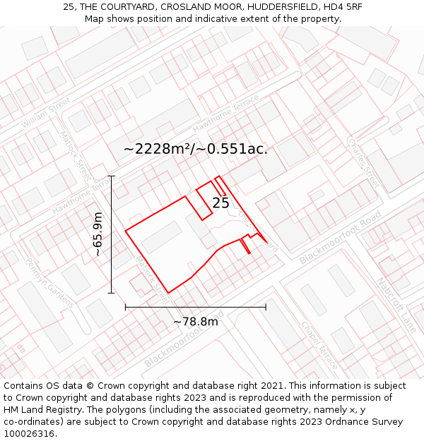 25, THE COURTYARD, CROSLAND MOOR, HUDDERSFIELD, HD4 5RF: Plot and title map