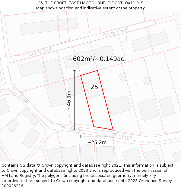 25, THE CROFT, EAST HAGBOURNE, DIDCOT, OX11 9LS: Plot and title map