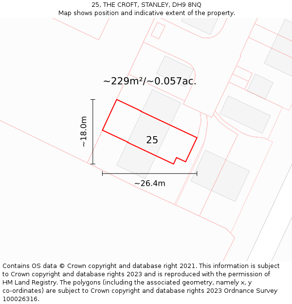 25, THE CROFT, STANLEY, DH9 8NQ: Plot and title map