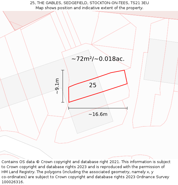 25, THE GABLES, SEDGEFIELD, STOCKTON-ON-TEES, TS21 3EU: Plot and title map