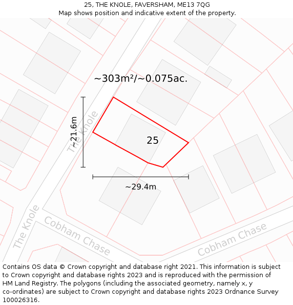 25, THE KNOLE, FAVERSHAM, ME13 7QG: Plot and title map