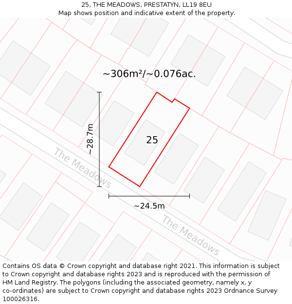 25, THE MEADOWS, PRESTATYN, LL19 8EU: Plot and title map