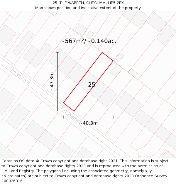 25, THE WARREN, CHESHAM, HP5 2RX: Plot and title map