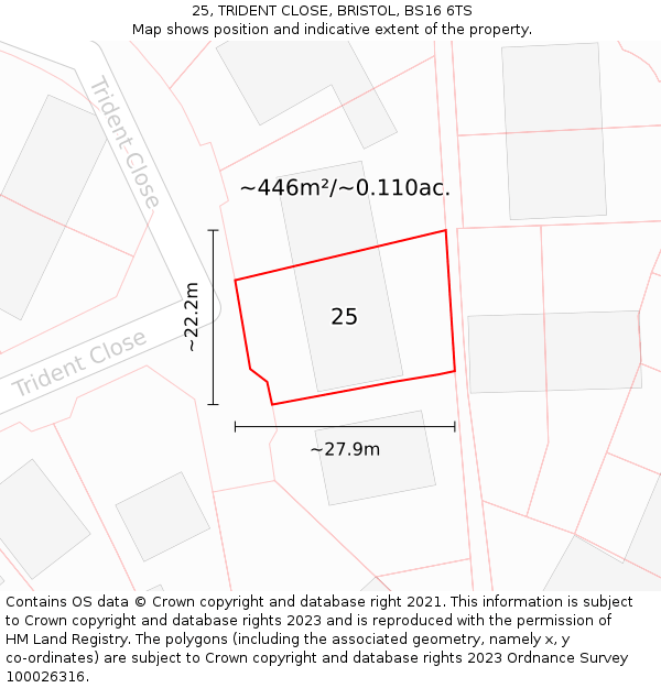 25, TRIDENT CLOSE, BRISTOL, BS16 6TS: Plot and title map