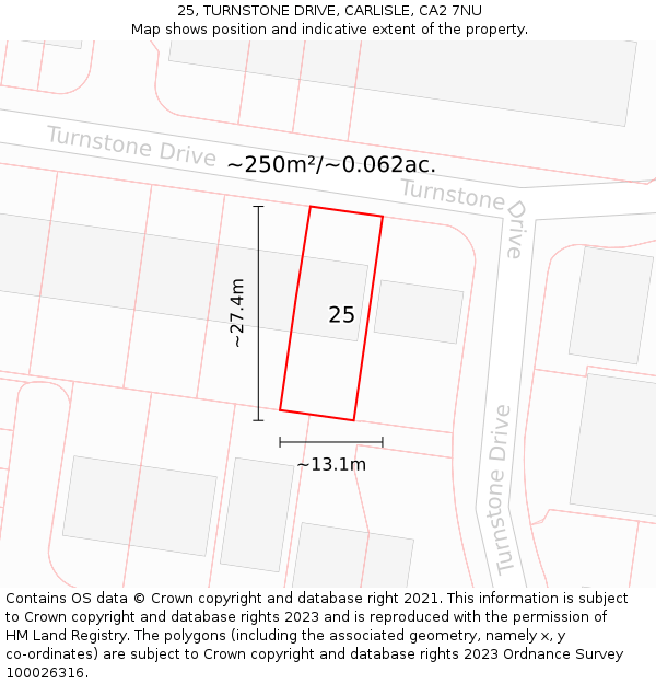 25, TURNSTONE DRIVE, CARLISLE, CA2 7NU: Plot and title map