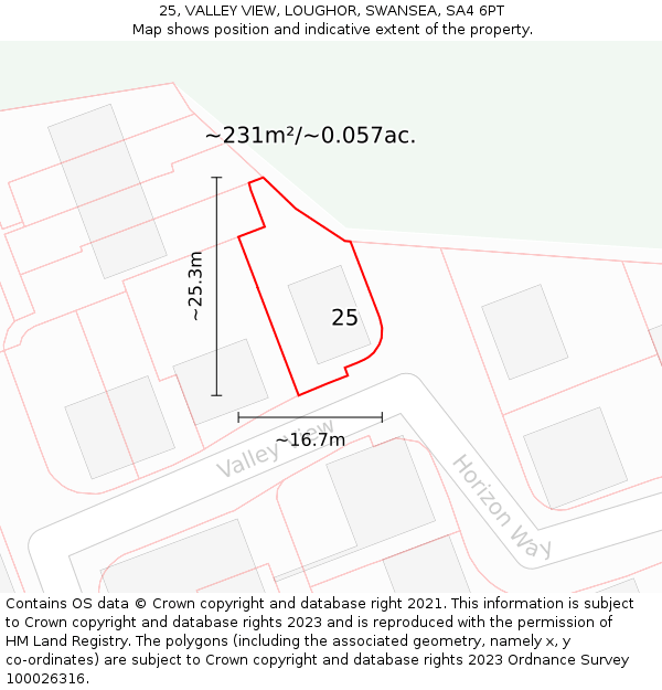 25, VALLEY VIEW, LOUGHOR, SWANSEA, SA4 6PT: Plot and title map