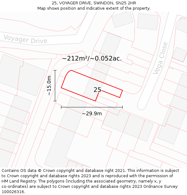 25, VOYAGER DRIVE, SWINDON, SN25 2HR: Plot and title map