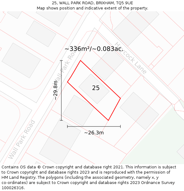 25, WALL PARK ROAD, BRIXHAM, TQ5 9UE: Plot and title map