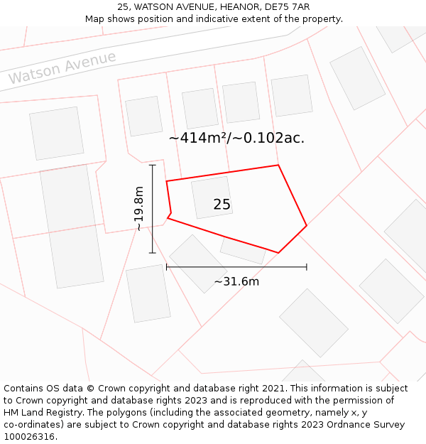 25, WATSON AVENUE, HEANOR, DE75 7AR: Plot and title map