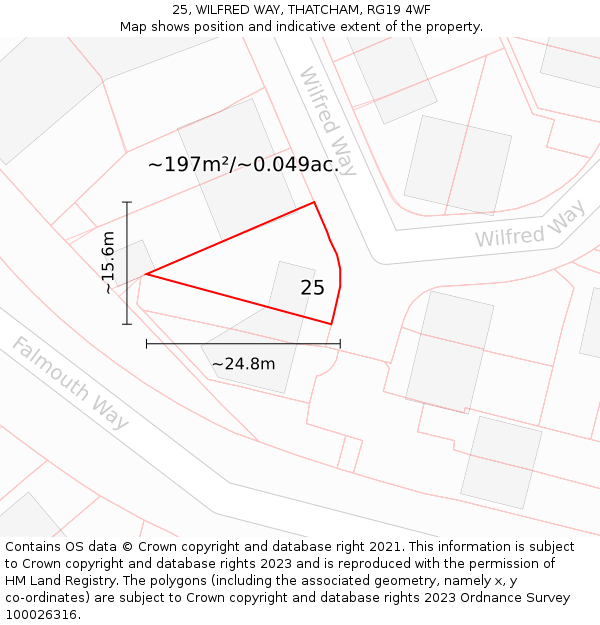 25, WILFRED WAY, THATCHAM, RG19 4WF: Plot and title map