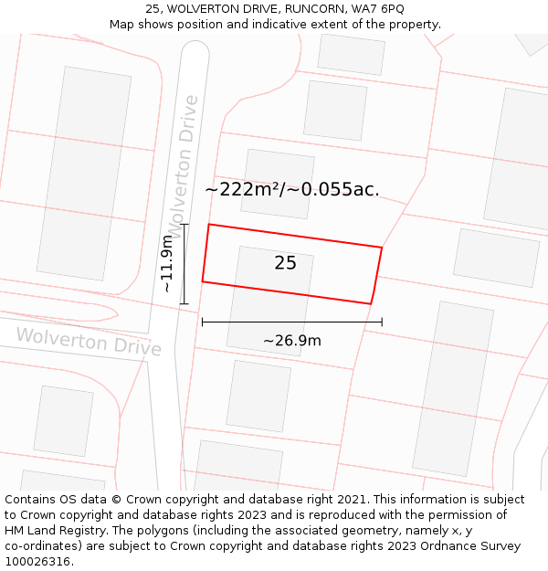 25, WOLVERTON DRIVE, RUNCORN, WA7 6PQ: Plot and title map