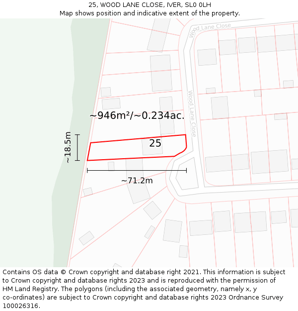 25, WOOD LANE CLOSE, IVER, SL0 0LH: Plot and title map