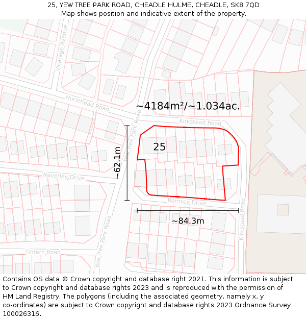25, YEW TREE PARK ROAD, CHEADLE HULME, CHEADLE, SK8 7QD: Plot and title map