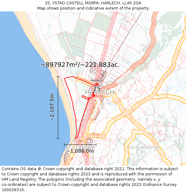 25, YSTAD CASTELL MORFA, HARLECH, LL46 2GA: Plot and title map