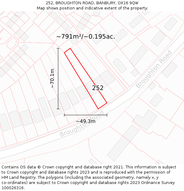 252, BROUGHTON ROAD, BANBURY, OX16 9QW: Plot and title map