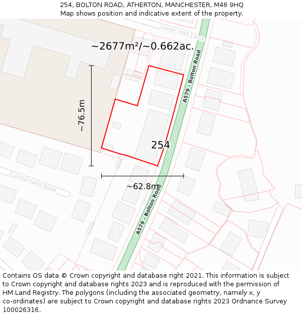 254, BOLTON ROAD, ATHERTON, MANCHESTER, M46 9HQ: Plot and title map