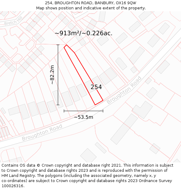 254, BROUGHTON ROAD, BANBURY, OX16 9QW: Plot and title map